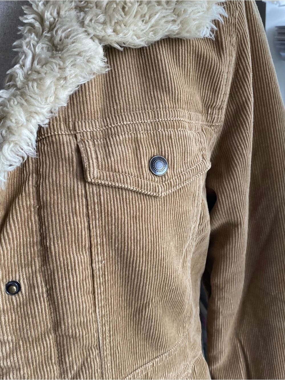 Vintage New York Classics Tan Corduroy Jacket with Cream Sherpa Lining EUC - Picture 4 of 15